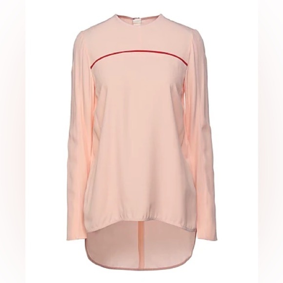 NWT Marni Pale Peach Crew Neck Blouse High Low Hem Cut Out Cuff IT 38 (US 2) - Picture 1 of 16